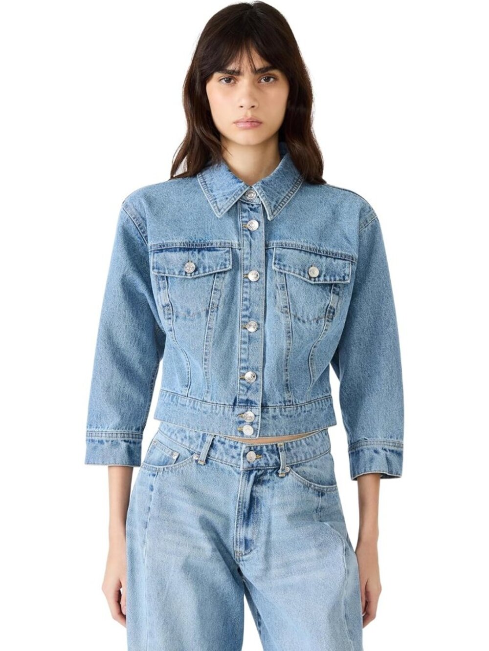 Steve Madden Women's Forever Blue Imported Cotton Pointy Collar Raleigh Jackets
